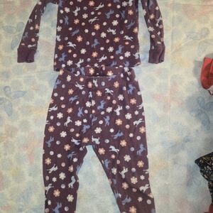 Wonder Nation Purple Pajama Set with Floral and Animal Design 18M #147